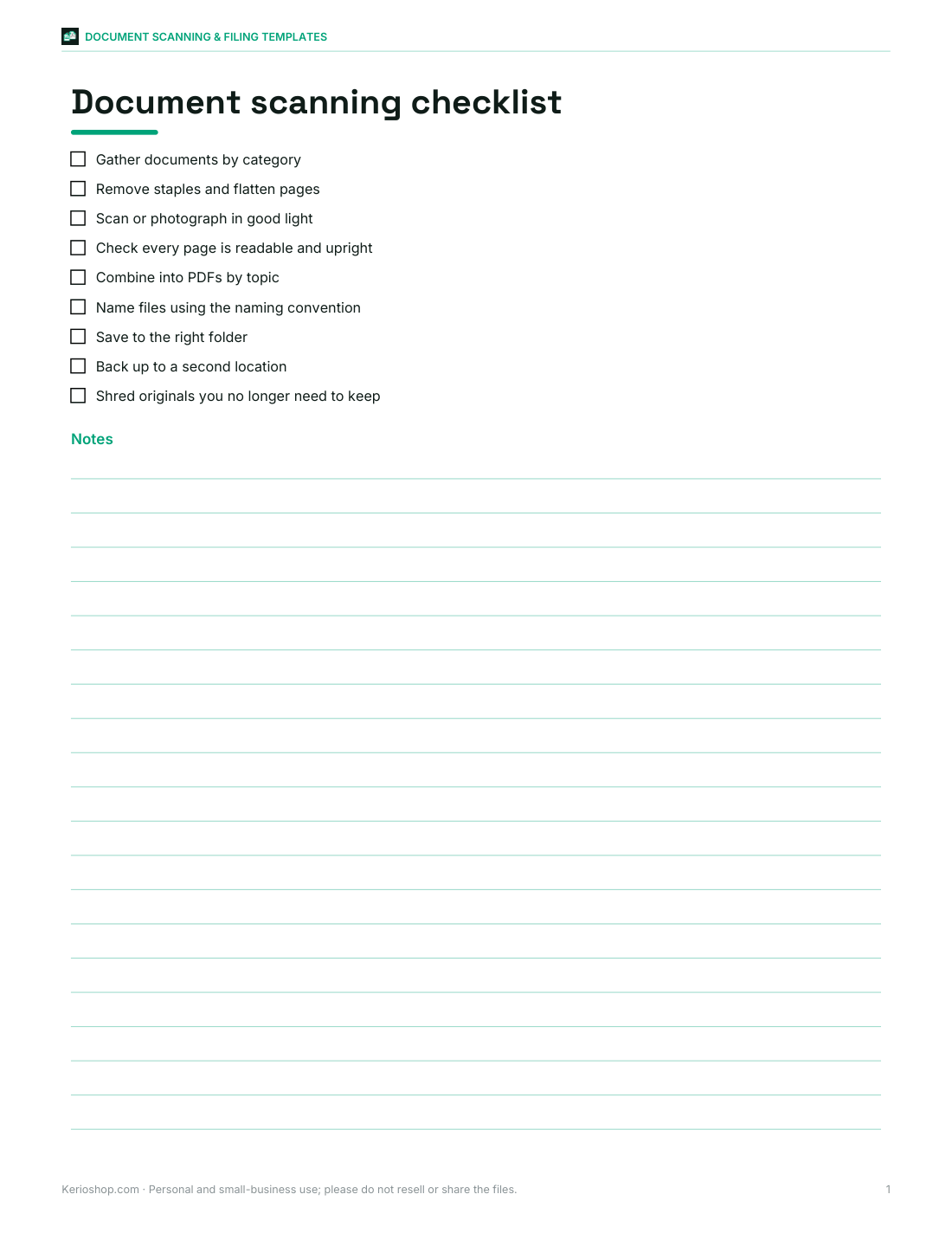 Preview of the first page of Scanning checklist